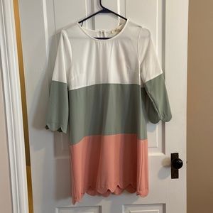 NWT Color Block Scalloped Dress